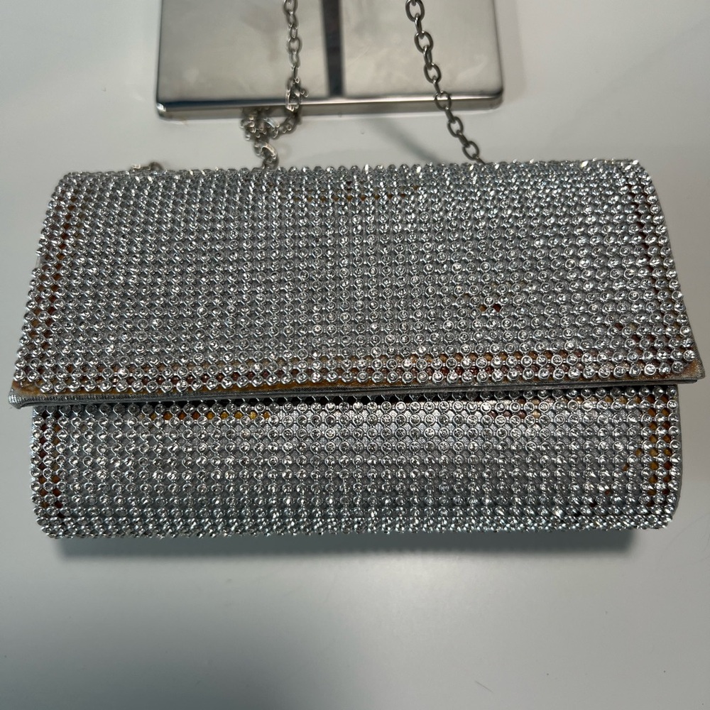 Dazzling Silver Rhinestone Evening Clutch